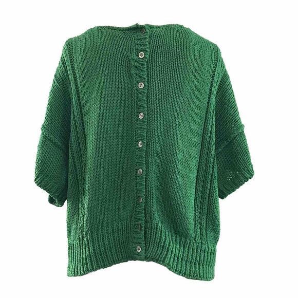 Vintage 80s 90s Liz Claiborne Green Silk Blend Knit Petite Cardigan Sweater S/M - Picture 4 of 9